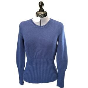 Manrico 100% Cashmere Navy Women's Crew Neck Sweater Made in Italy Size M